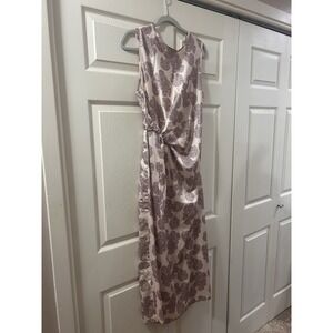 SAIPH Floral Print Midi Dress Twist Front Sleeveless Women's L G